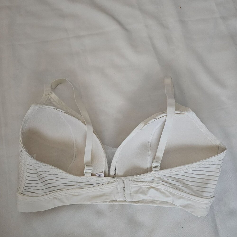Auden Women's White Sheer Lace Striped Overlay Slightly Lined‎ Bralette Size XL - Picture 5 of 14
